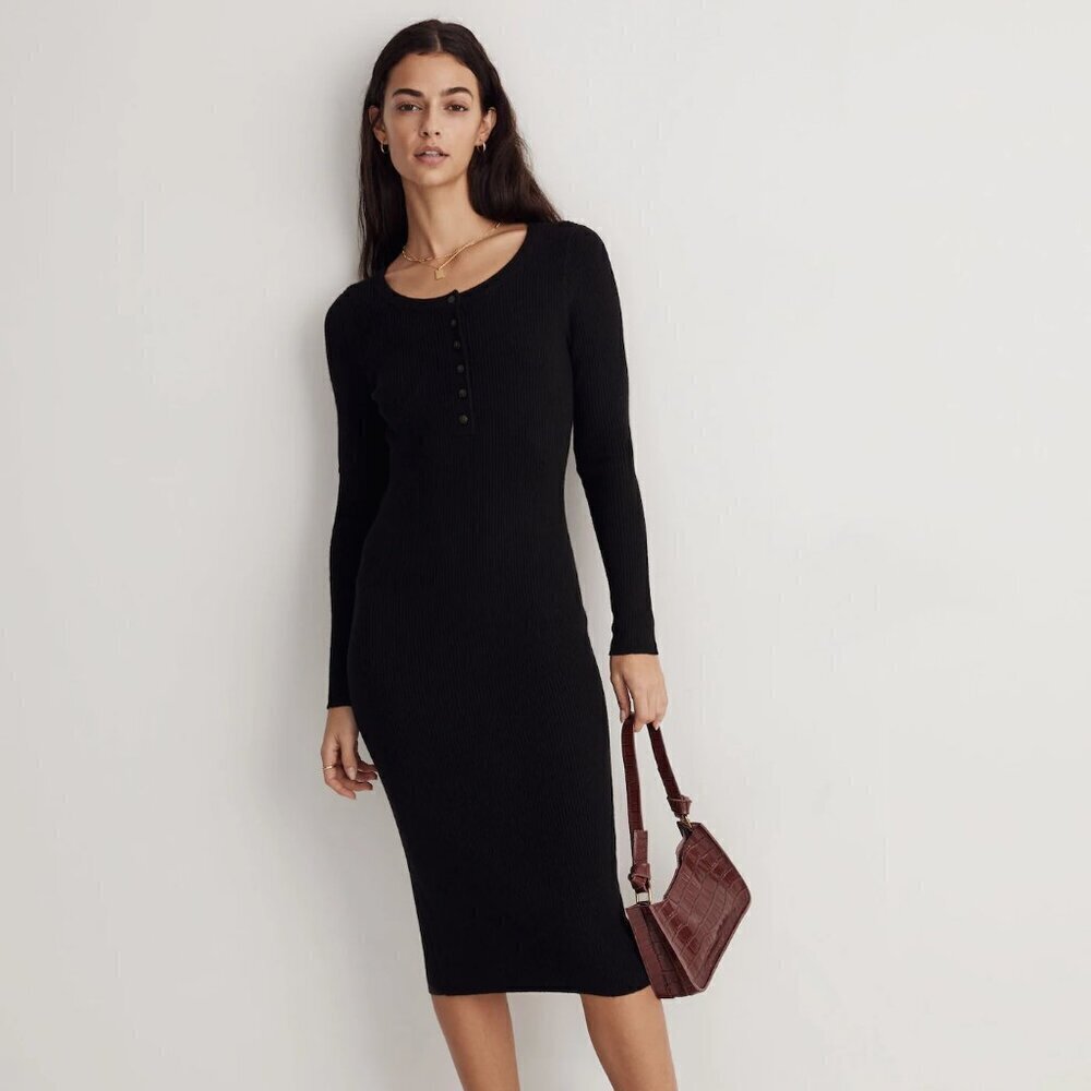 Madewell Henley Sweater Midi Dress | XL